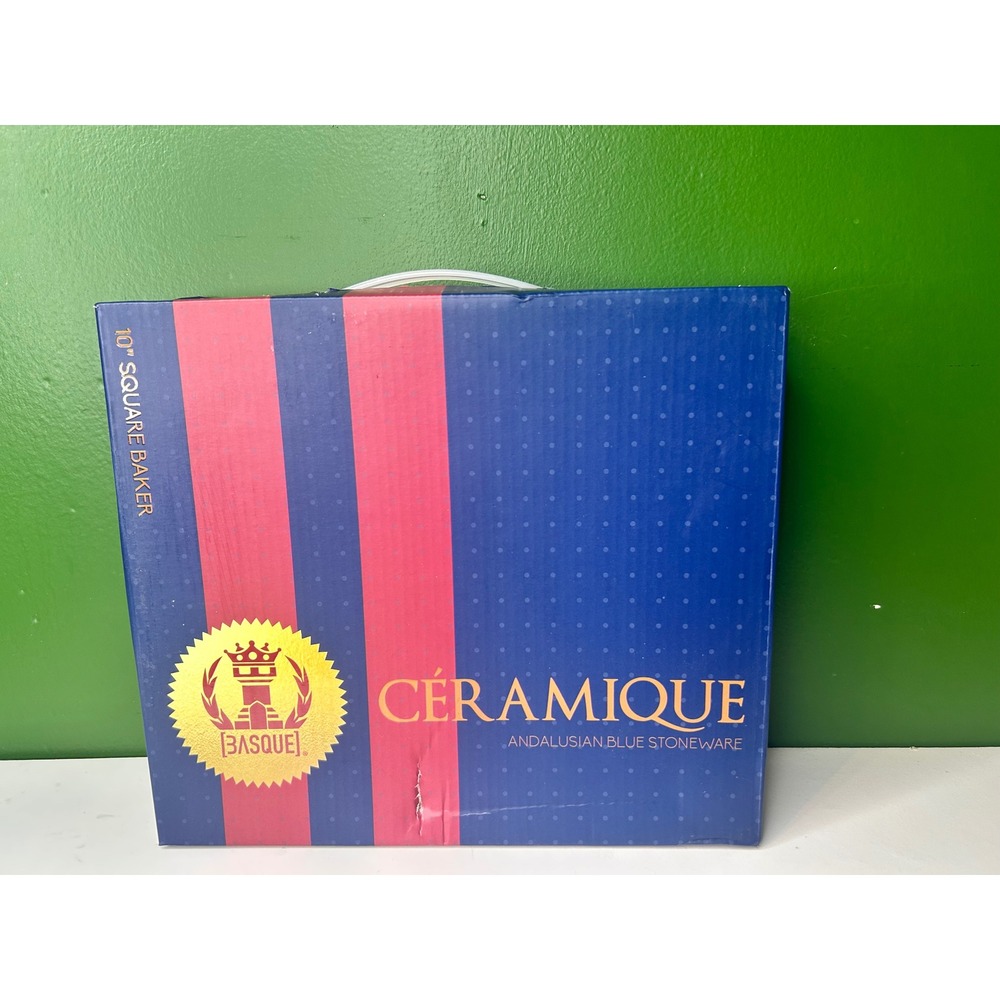 Basque Ceramique Andalusian Blue Stoneware 10 Inch Square Baker AB001 New
